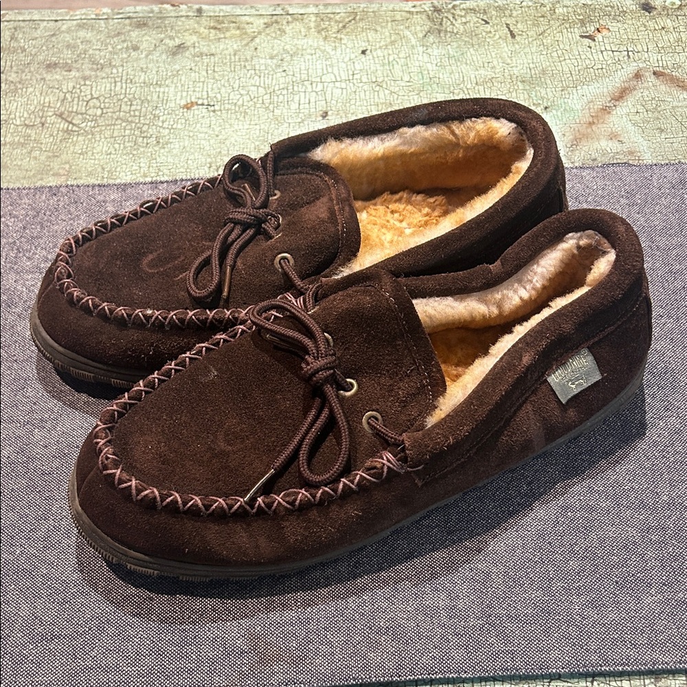 Cloud Nine Sheepskin Brown Suede Moccasin Slippers | Men’s Size 9 - Picture 2 of 7